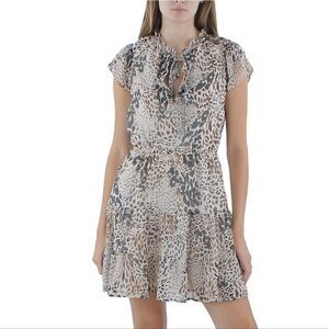 Steve Madden Chiffon Animal Print Ruffle Mini Dress